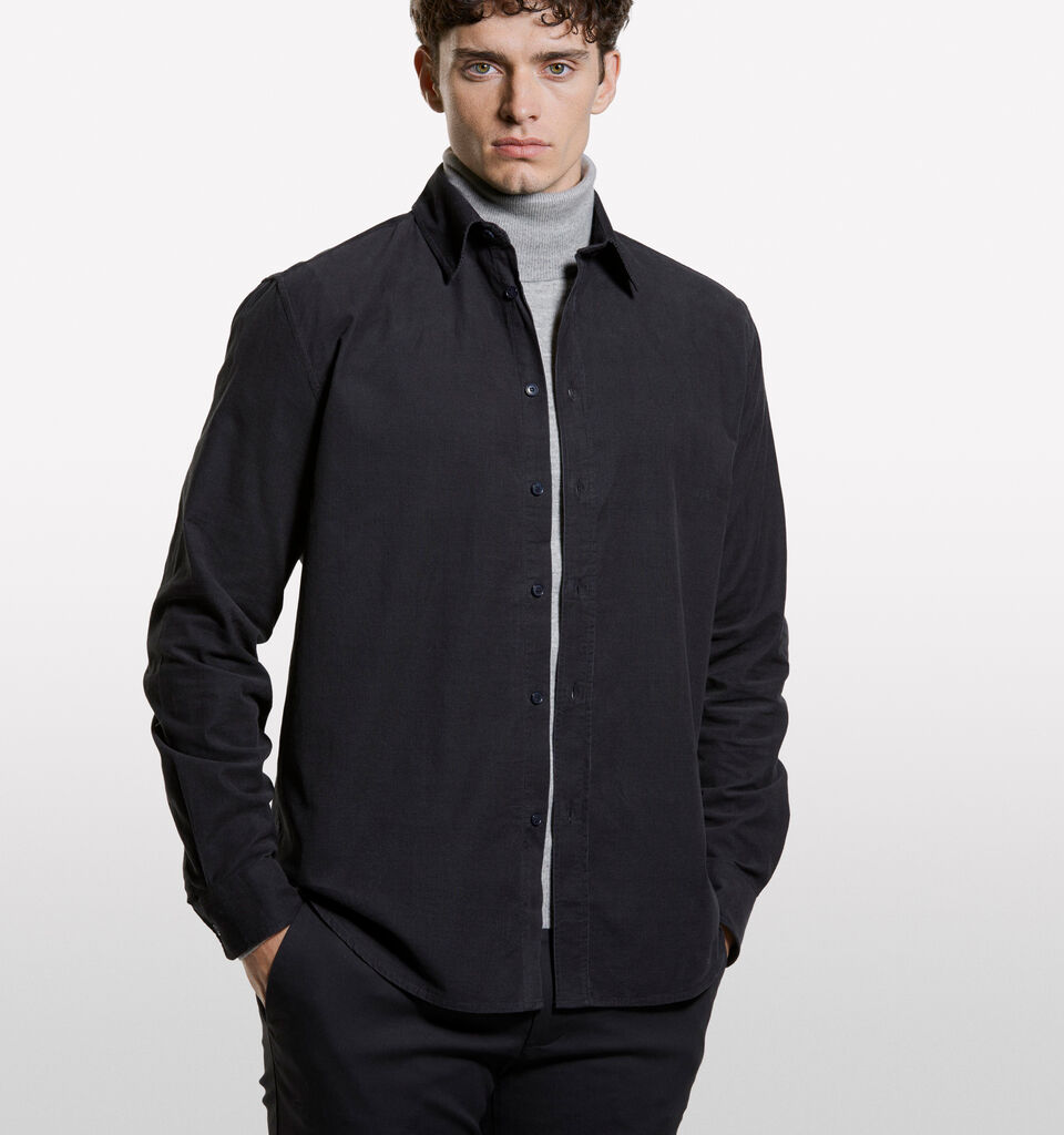 Chemise en velours côtelé gris foncé - chemises regular pour homme - Gris Foncé | Sisley image number 3